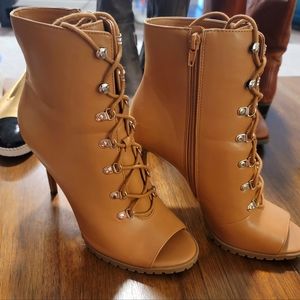 INC Size 11 tan lace heel boots. 4 inch heel